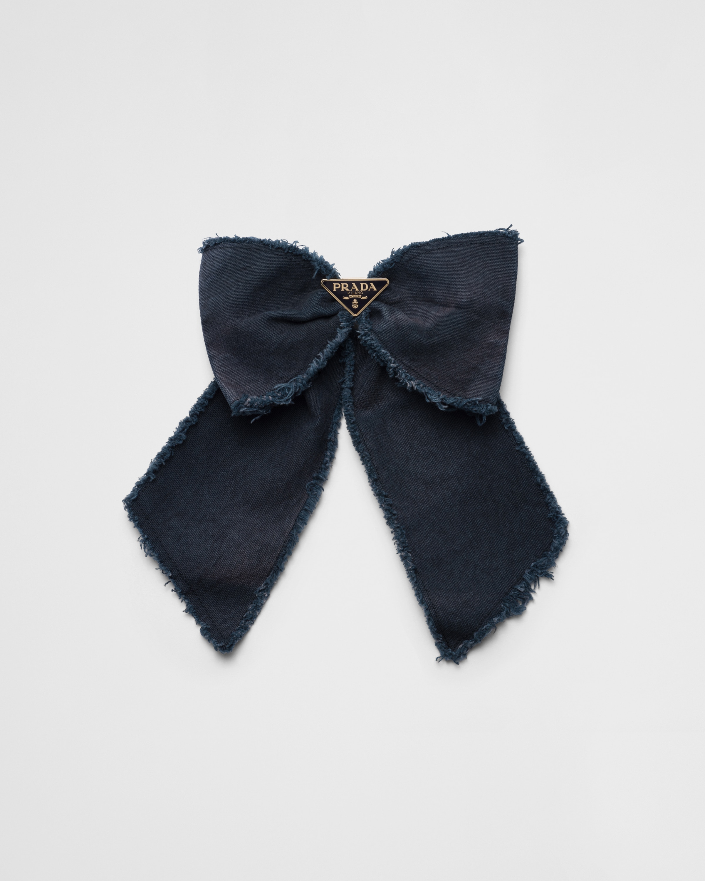Prada Womens Blue Brand-plaque Canvas Hair Clip