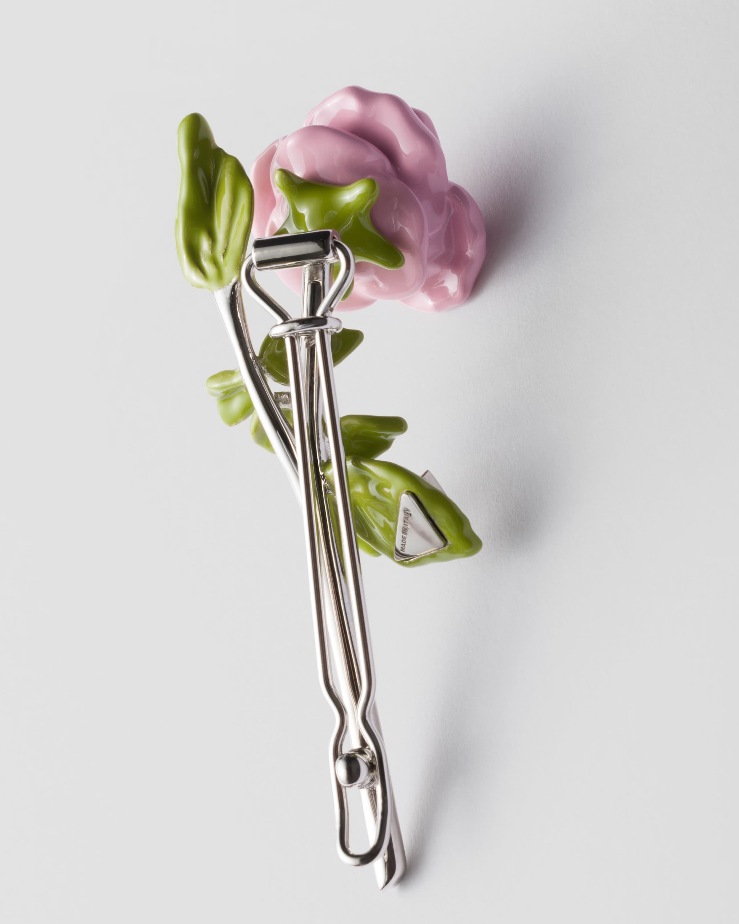 Prada Enamelled Metal Hair Clip In Petal Pink