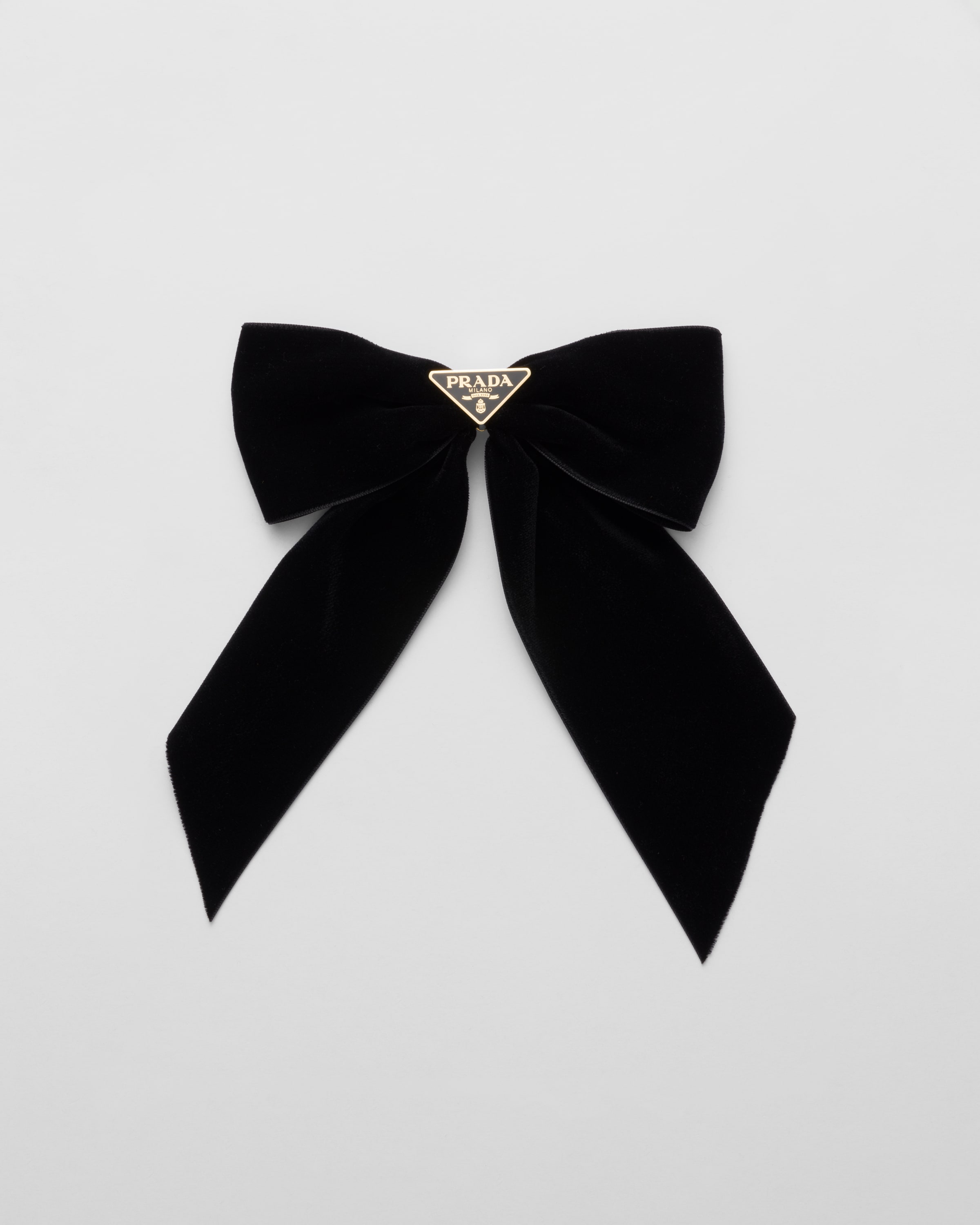 【超お買い得！】 ブラック ベルベットリボン ヘアクリップ | PRADA ヘアアクセサリー
