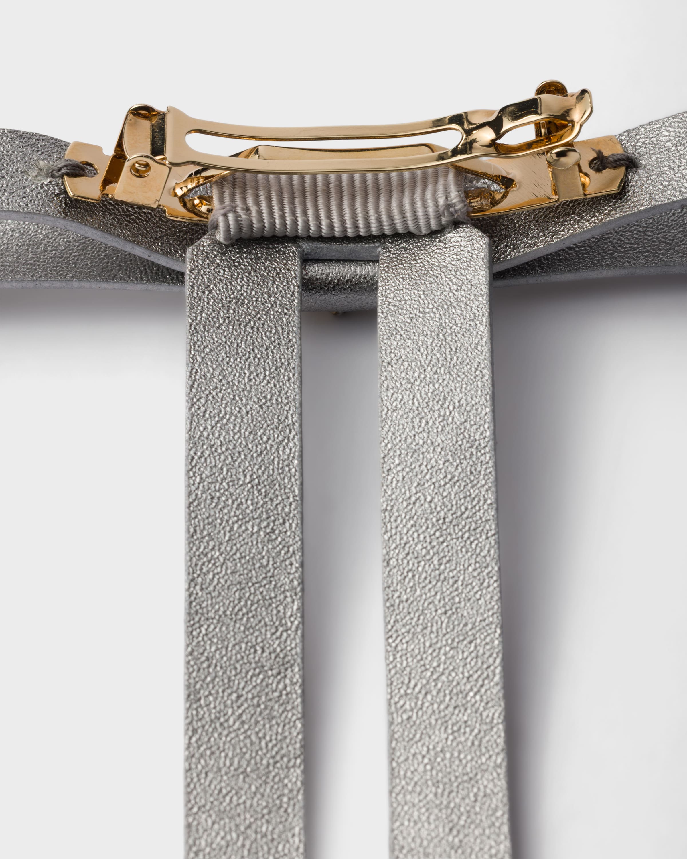 シルバー ナッパレザー ヘアクリップ | PRADA