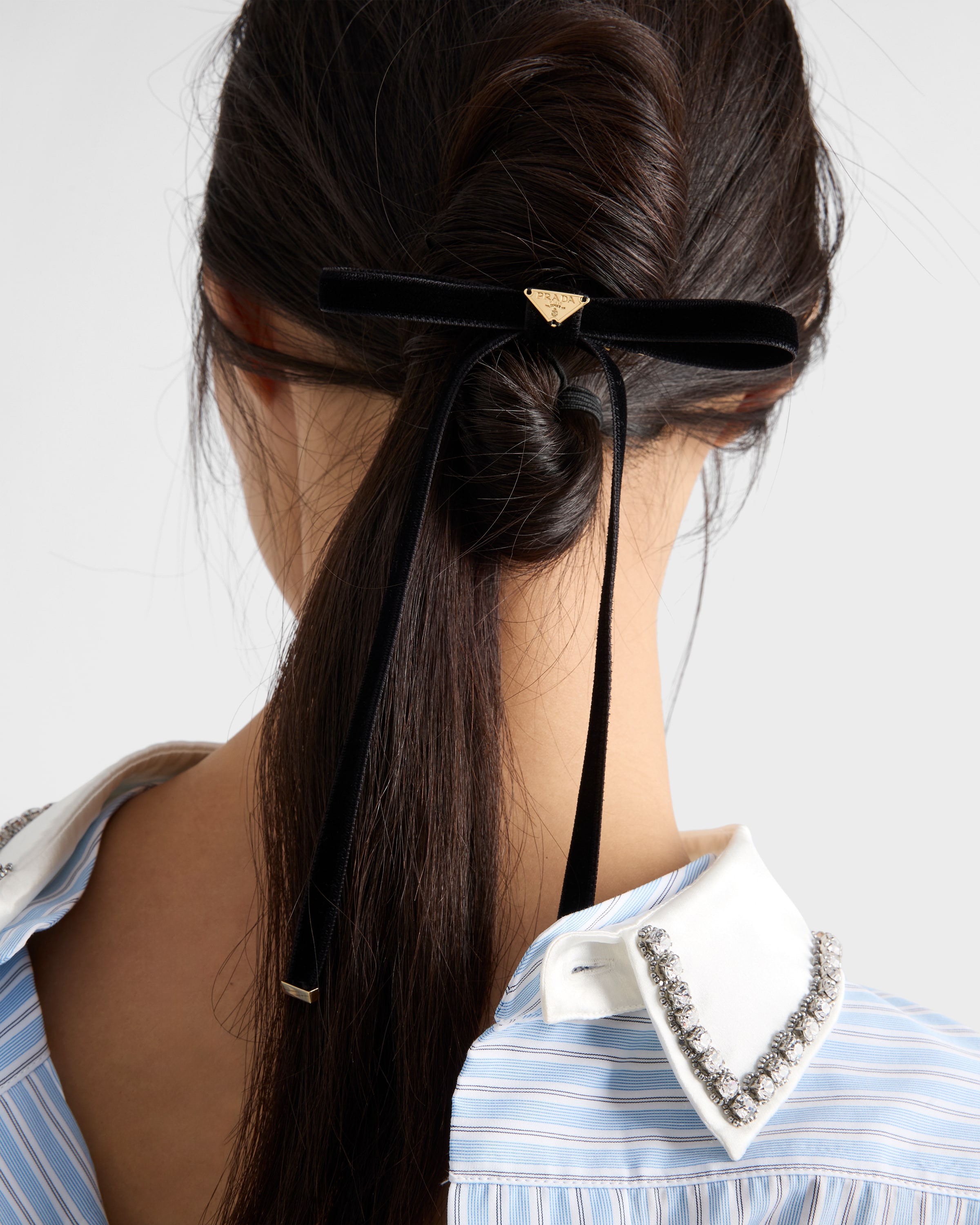 Prada Velvet Hair Clip In Black