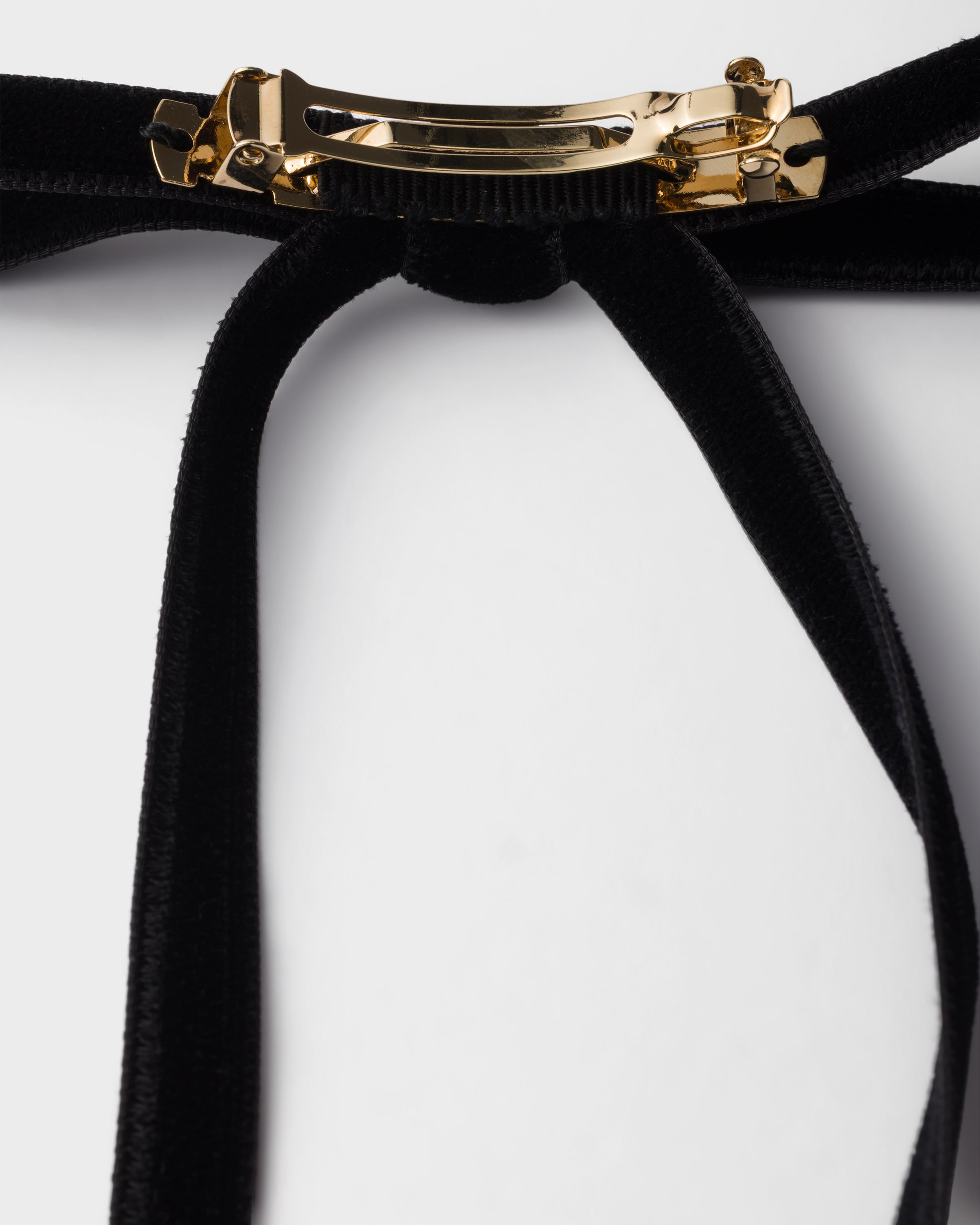 Prada Velvet Hair Clip In Black