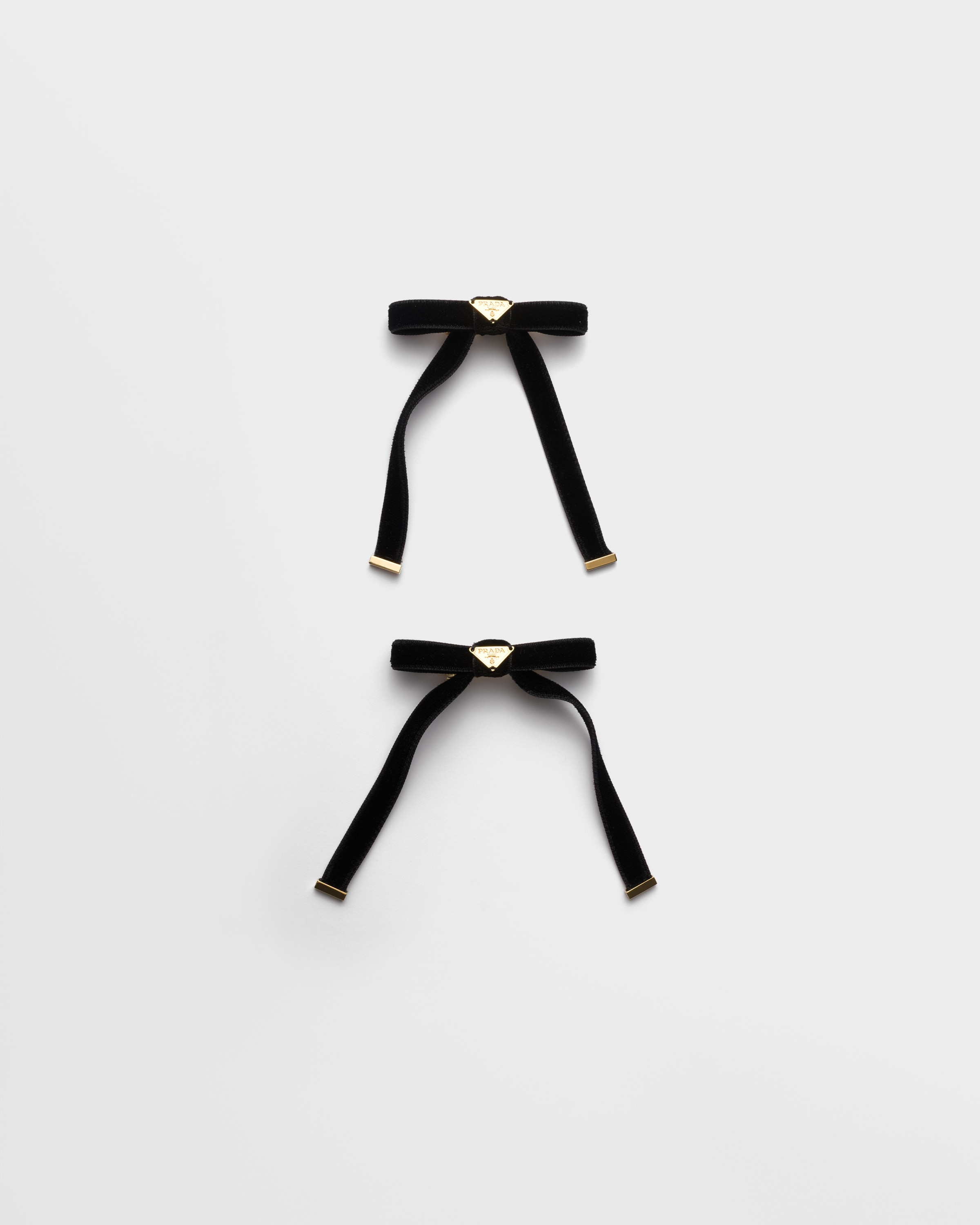 Black Velvet Hair Clips | PRADA