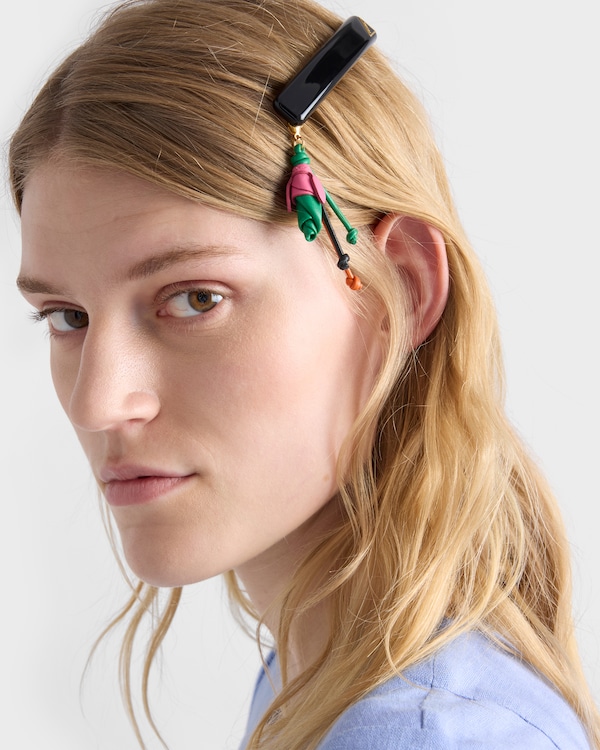 Plexiglas and metal hair clip - Black Plexiglas and metal hair clip - Black