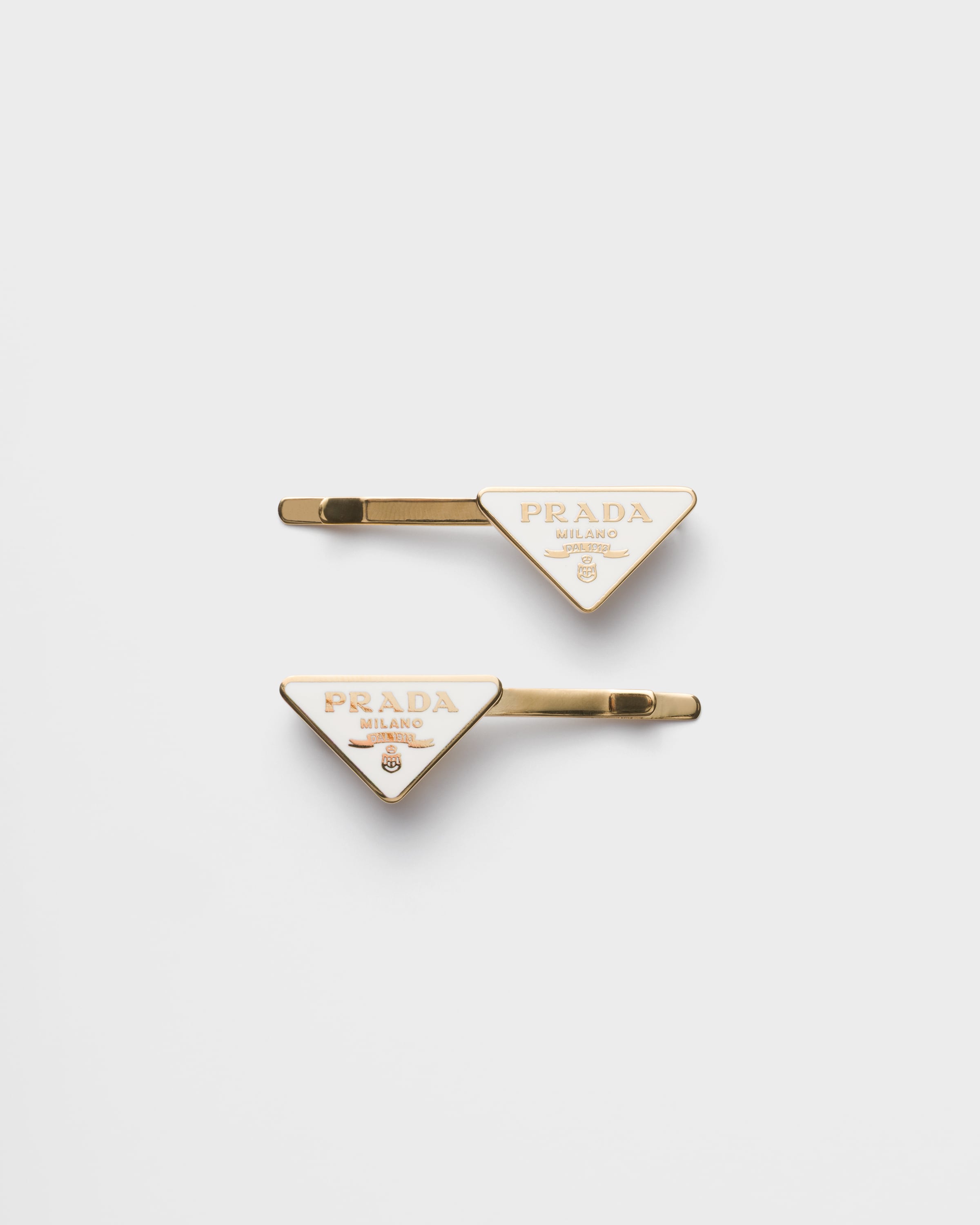 ホワイト メタル ヘアクリップ | PRADA