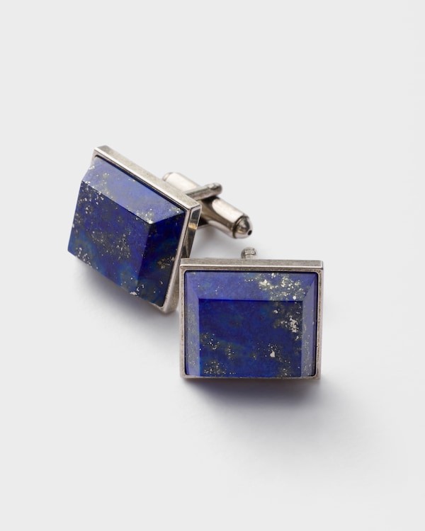 Boutons de manchette en métal et pierres fines - Lapis Boutons de manchette en métal et pierres fines - Lapis