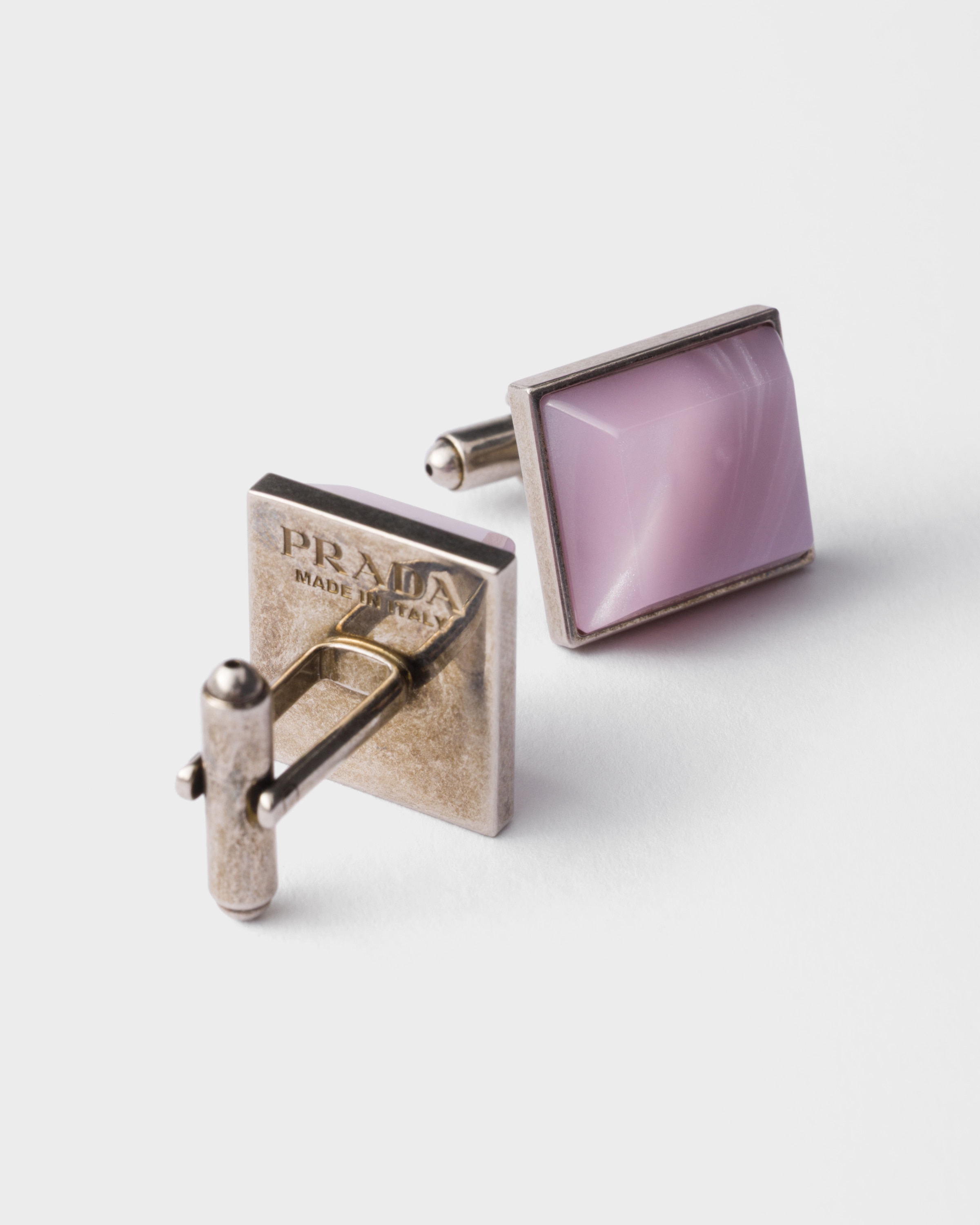 Rose Quartz メタルとセミプレシャスストーンのカフリンクス | PRADA