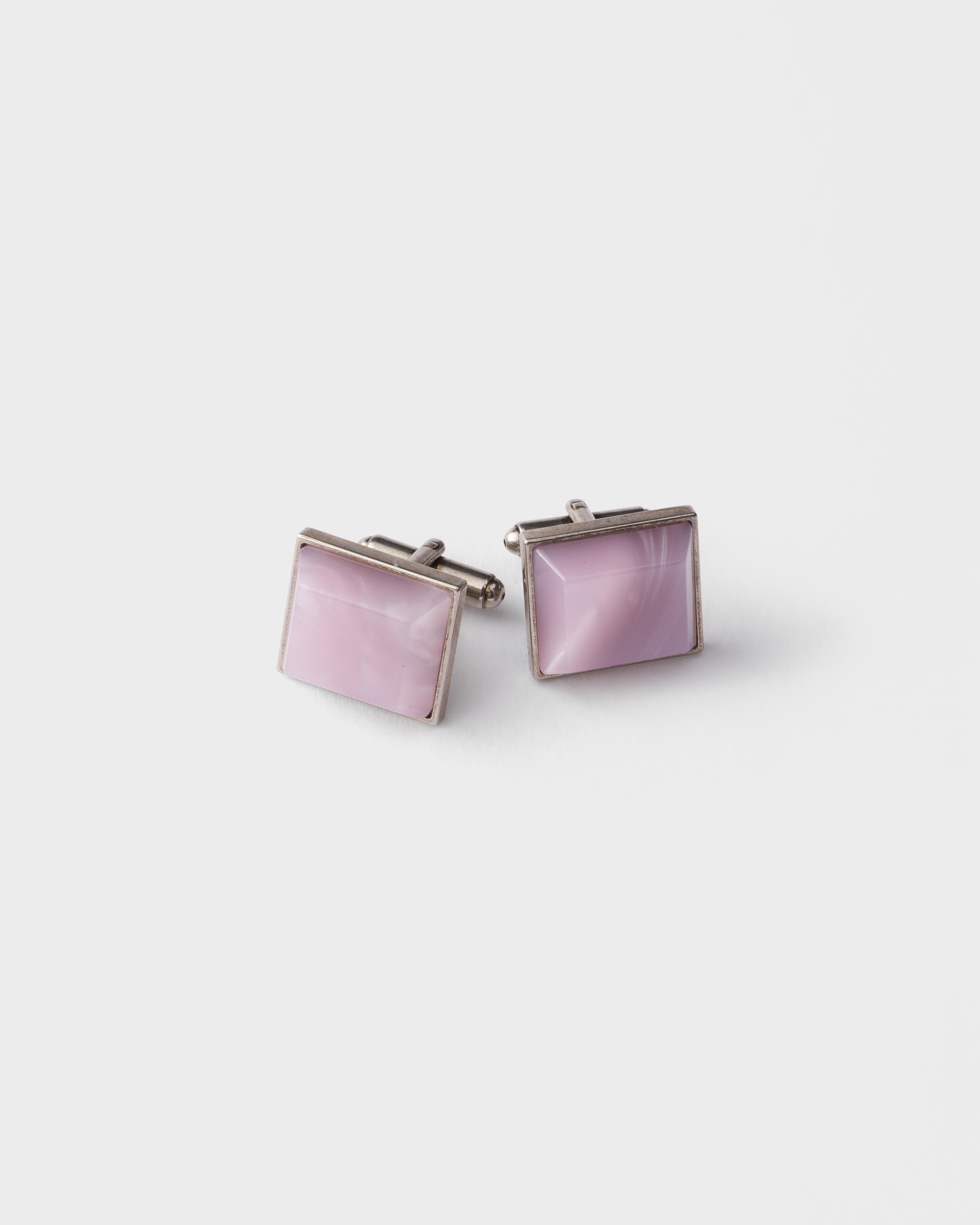 Rose Quartz Metal And Semi-precious Stone Cufflinks | PRADA