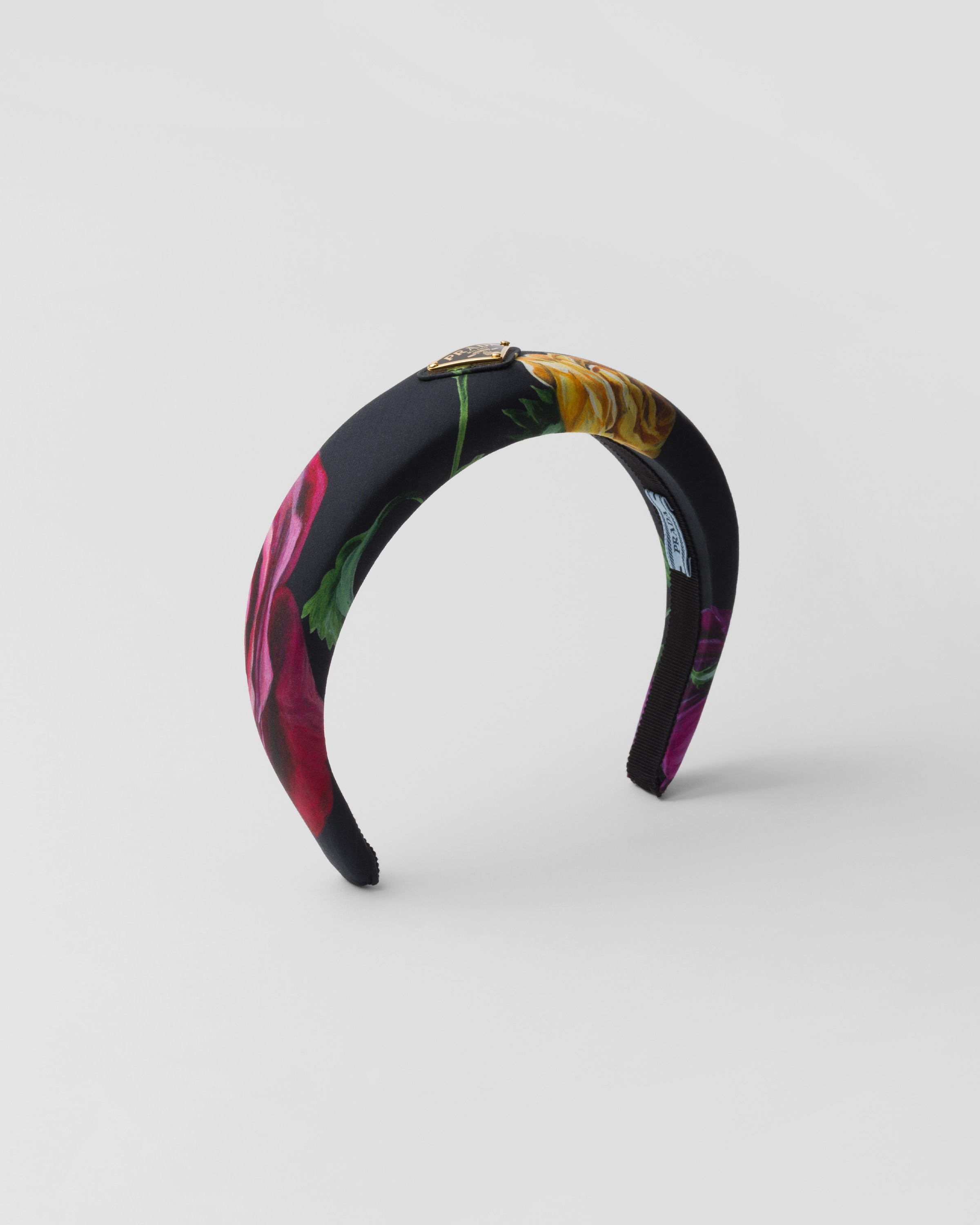 Shop Prada Printed Fabric Headband In Black