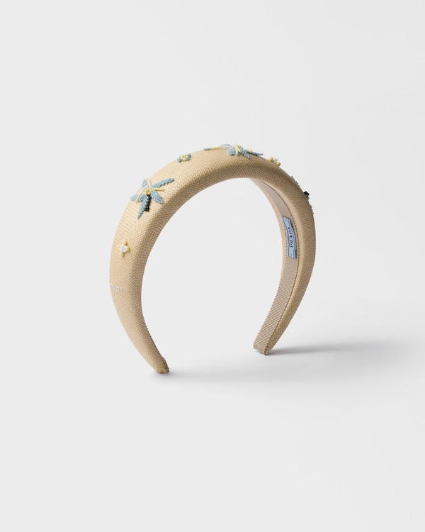 Bandeau en tissu brodé - Beige / Bleu Clair Bandeau en tissu brodé - Beige / Bleu Clair