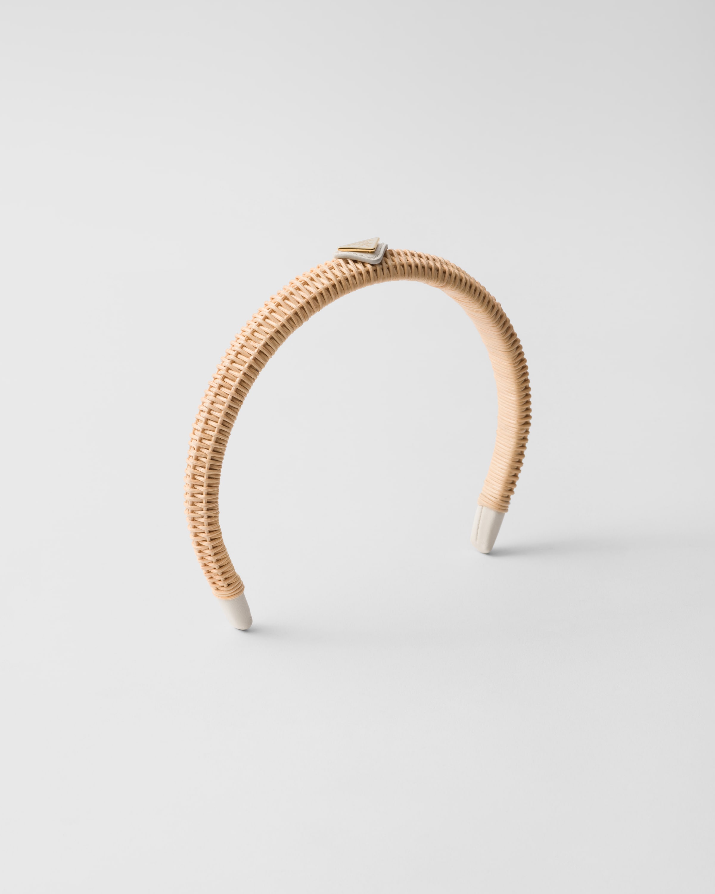 Tan/white Wicker Headband | PRADA