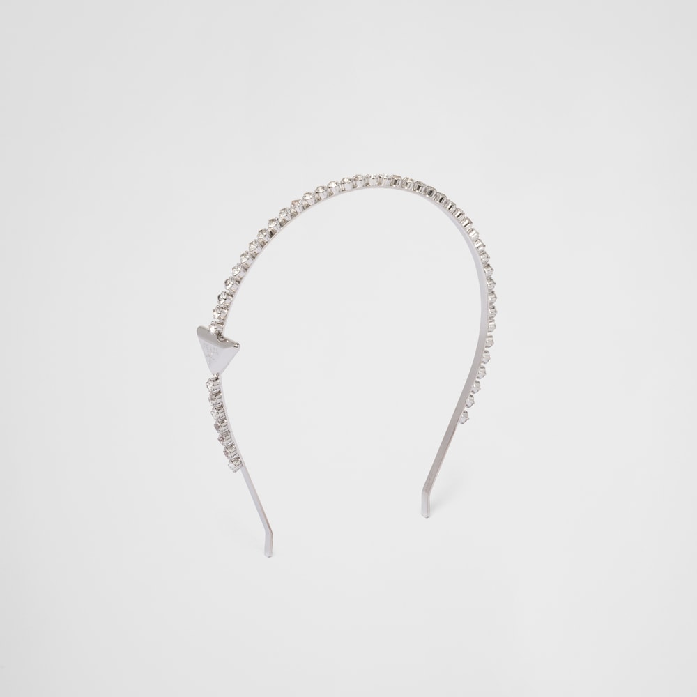 Steel/crystal Embellished brass headband | Prada