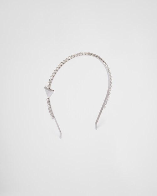 Steel/crystal Embellished brass headband | Prada