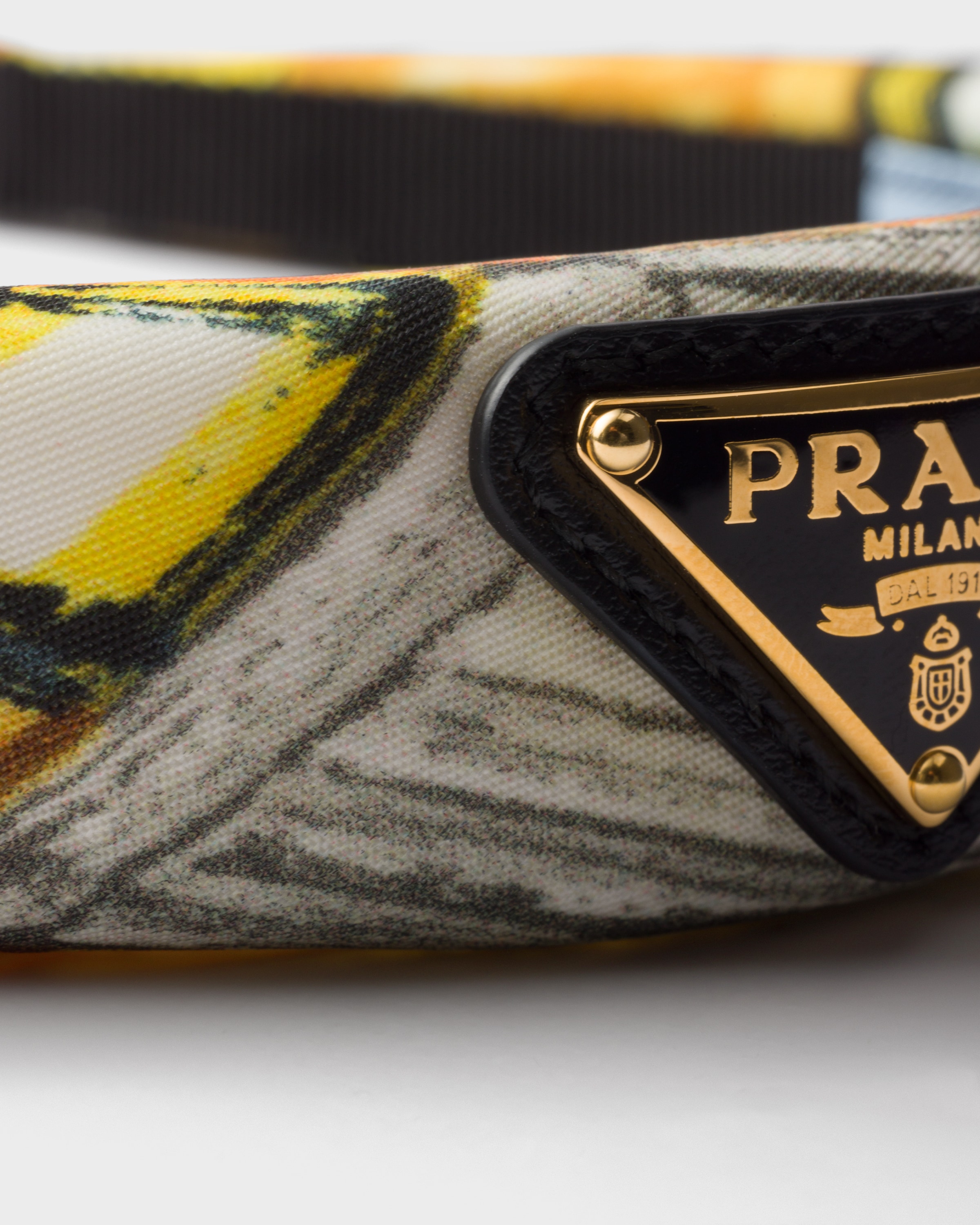 Shop Prada Printed Re-nylon Headband In Yellow