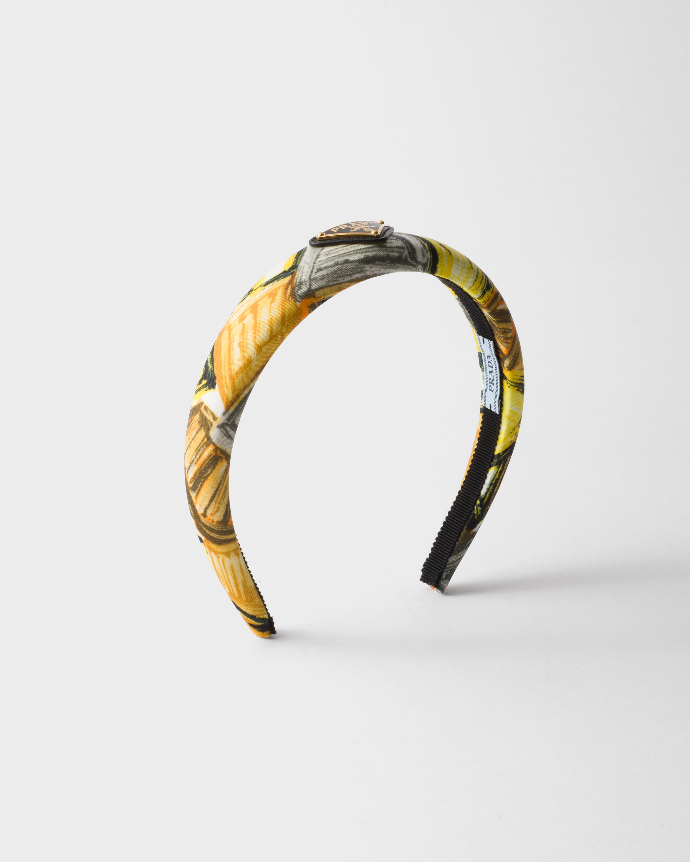 Shop Prada Printed Re-nylon Headband In Yellow