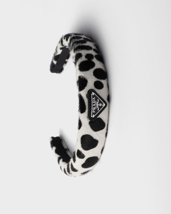 Printed calf hair headband - White/Black Printed calf hair headband - White/Black