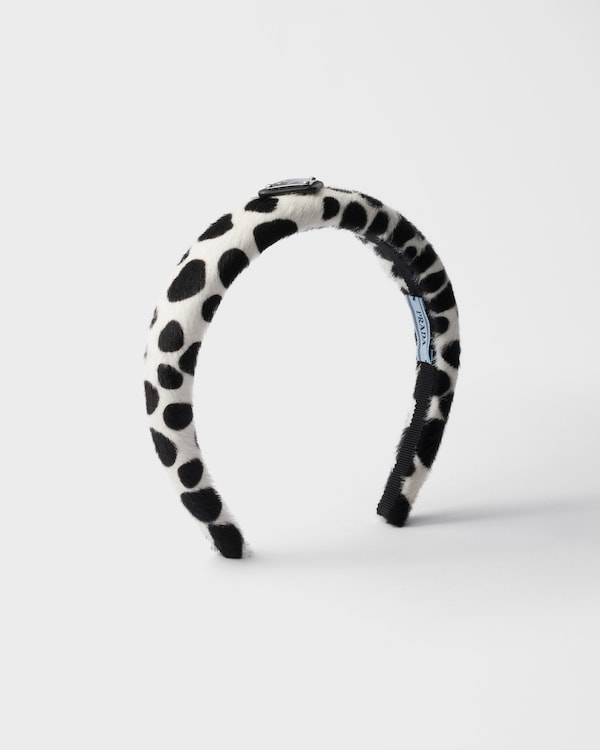 Printed calf hair headband - White/Black Printed calf hair headband - White/Black