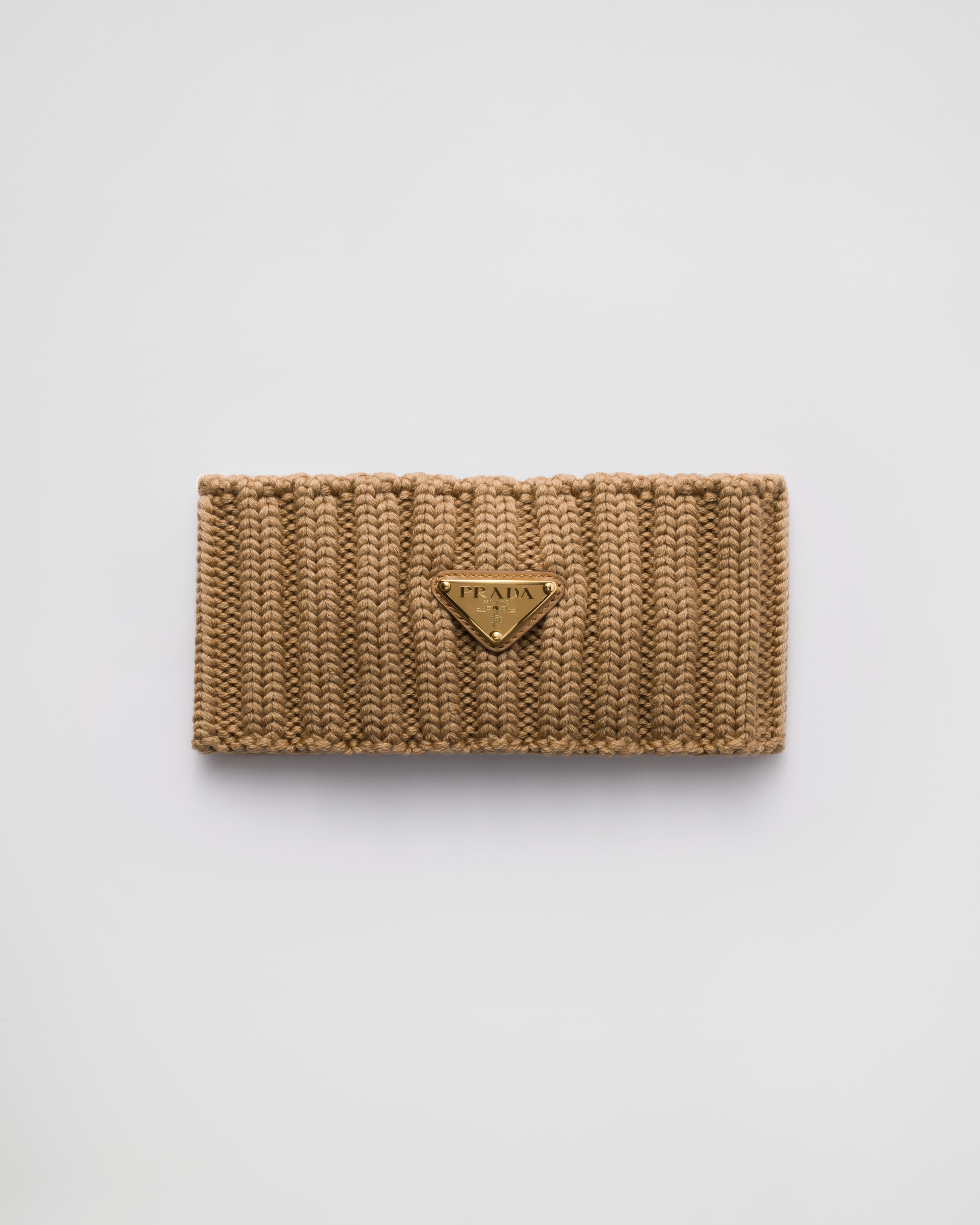 Shop Prada Headband Aus Wolle In Camel Brown