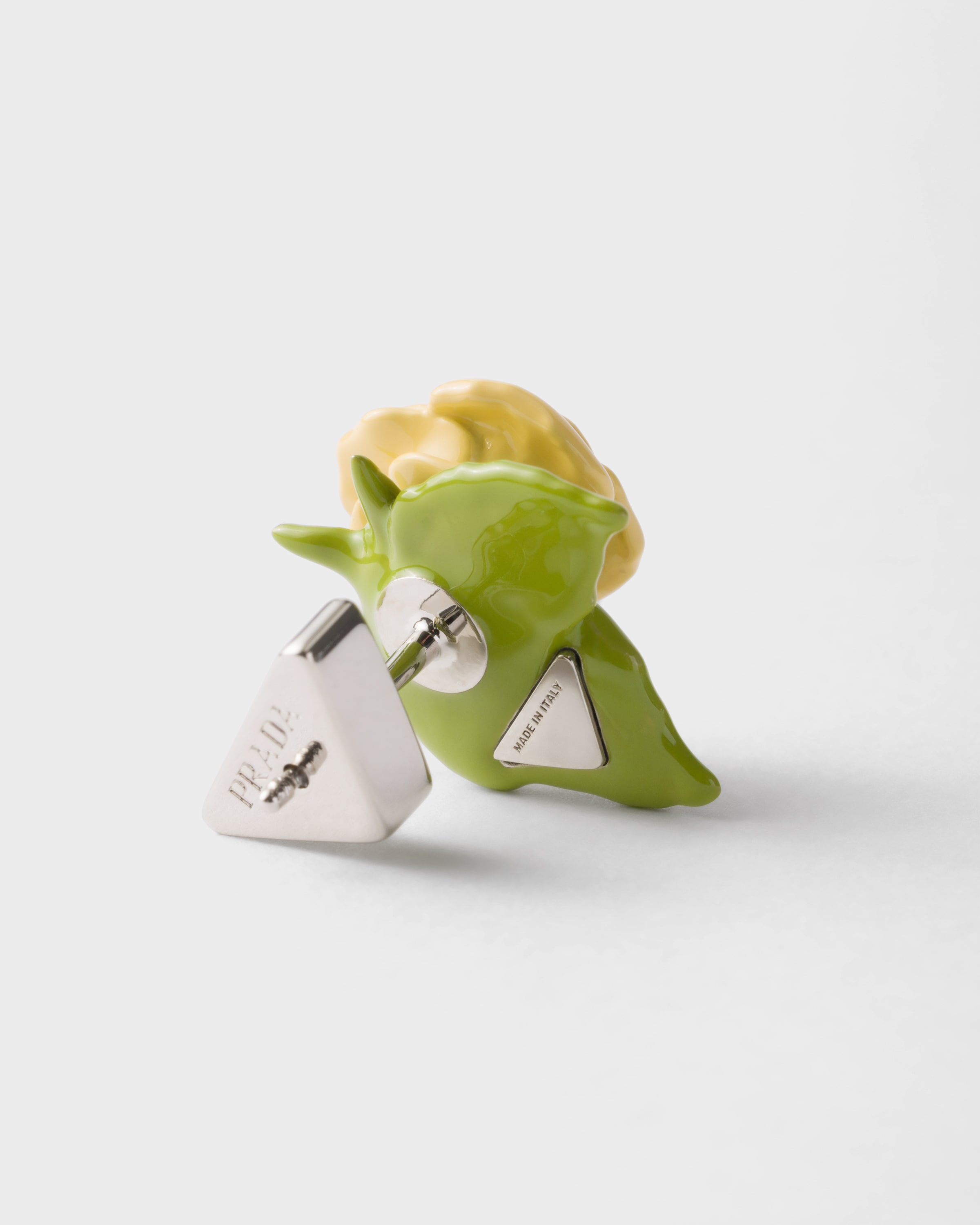 Prada Enameled Metal Earrings In Sunny Yellow