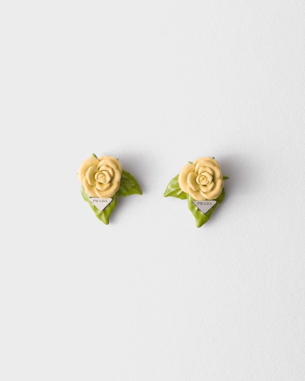 イエロー エナメルメタル ピアス | PRADA