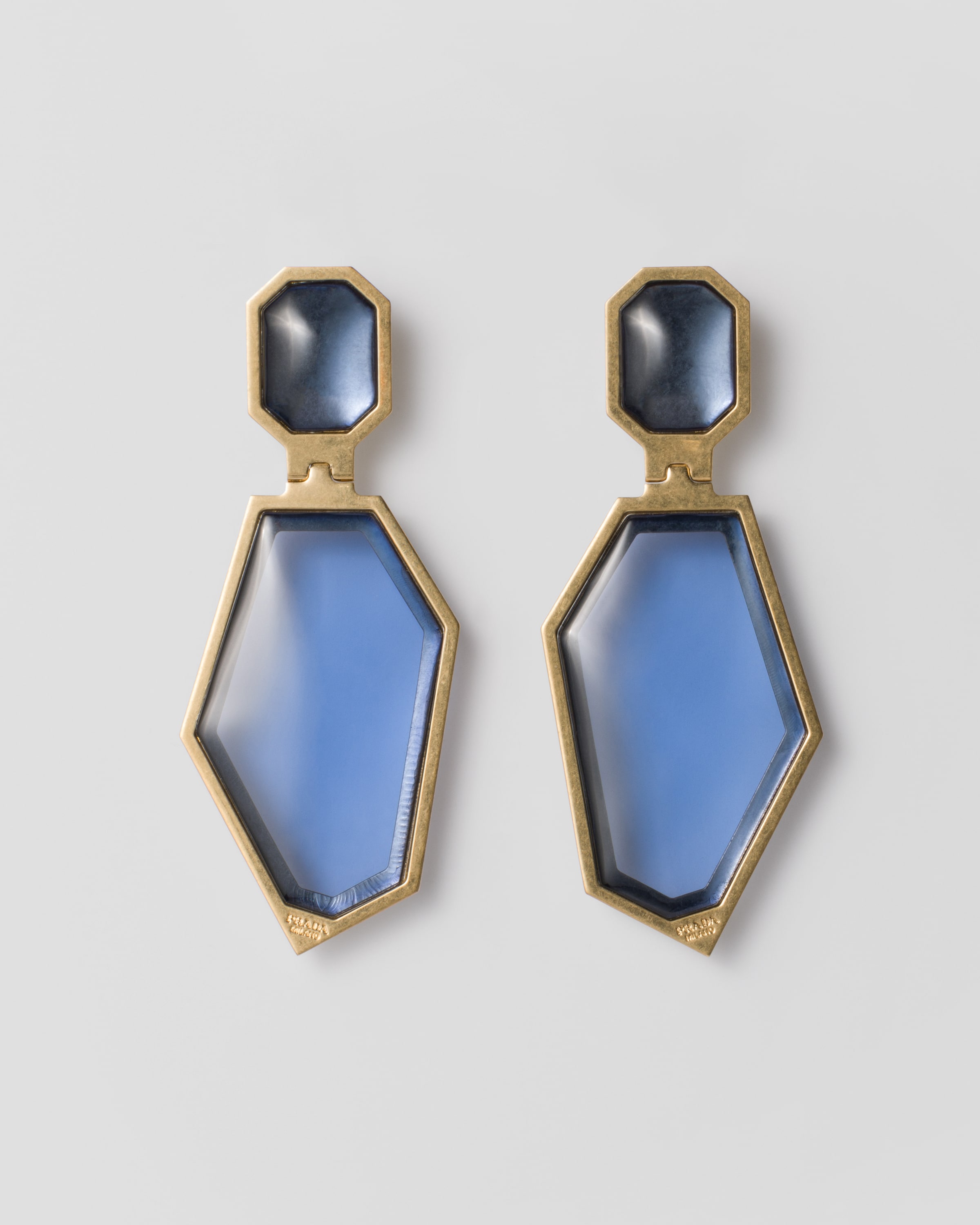 Cornflower Blue/Bronze Metal earrings | PRADA