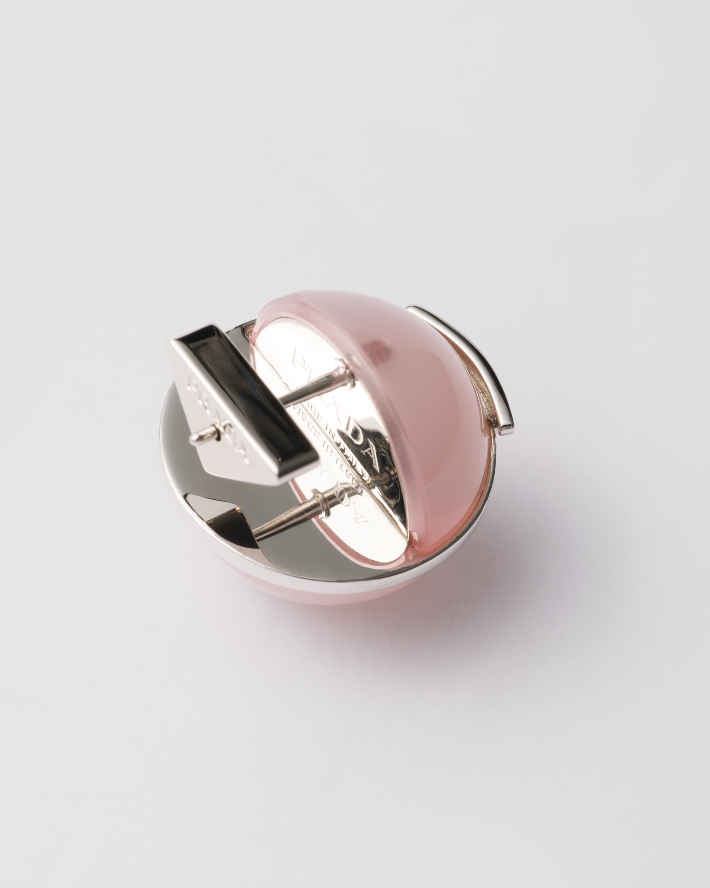 Prada Metal And Plexiglas Earrings In Petal Pink/steel Gray