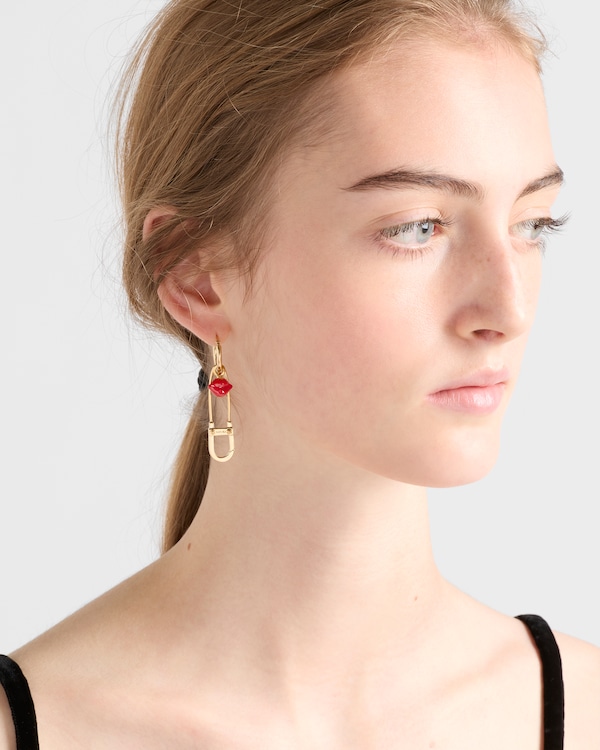 Enameled metal earrings - Gold Enameled metal earrings - Gold