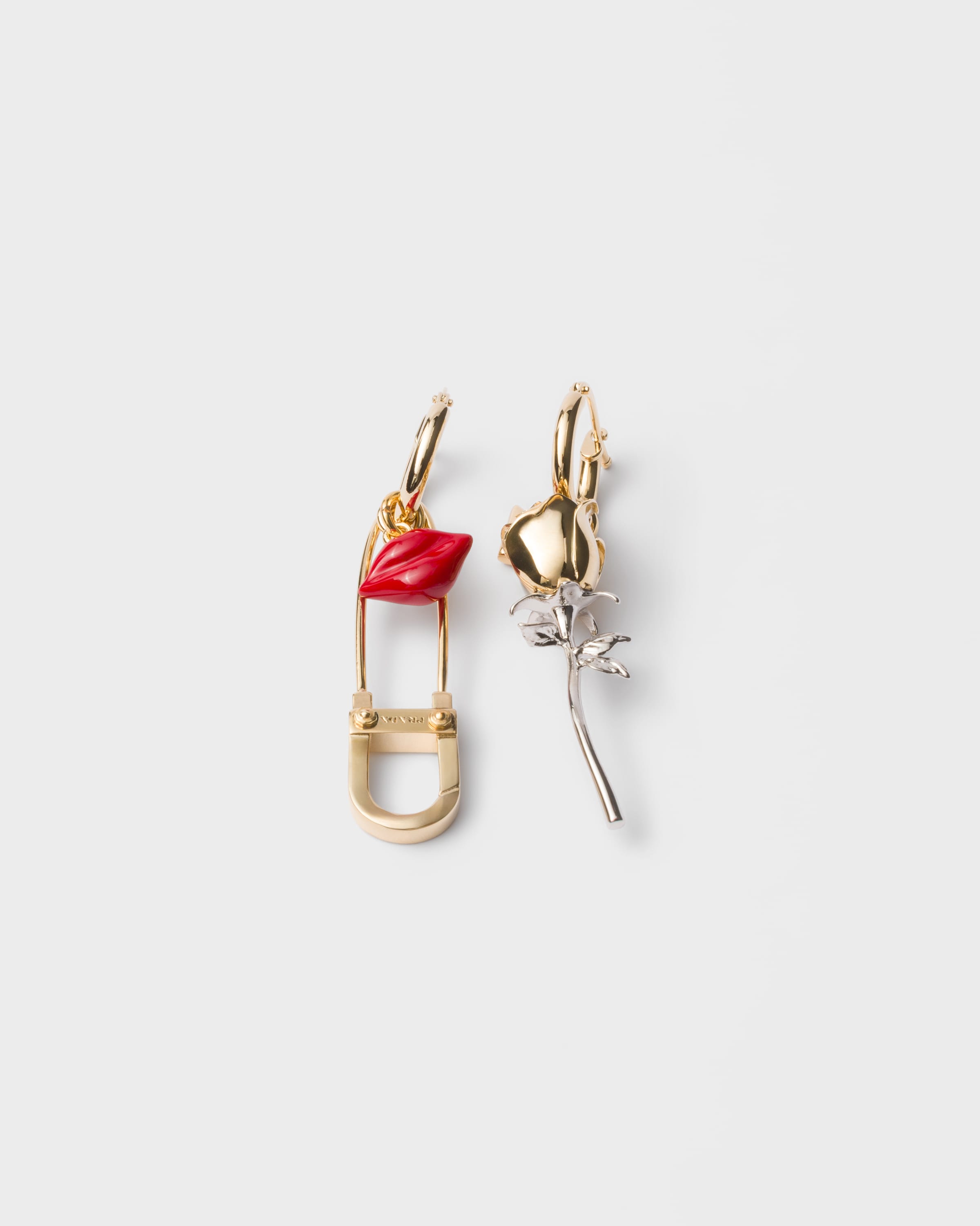 Prada Pendientes De Metal Esmaltado, Mujer, Dorado
