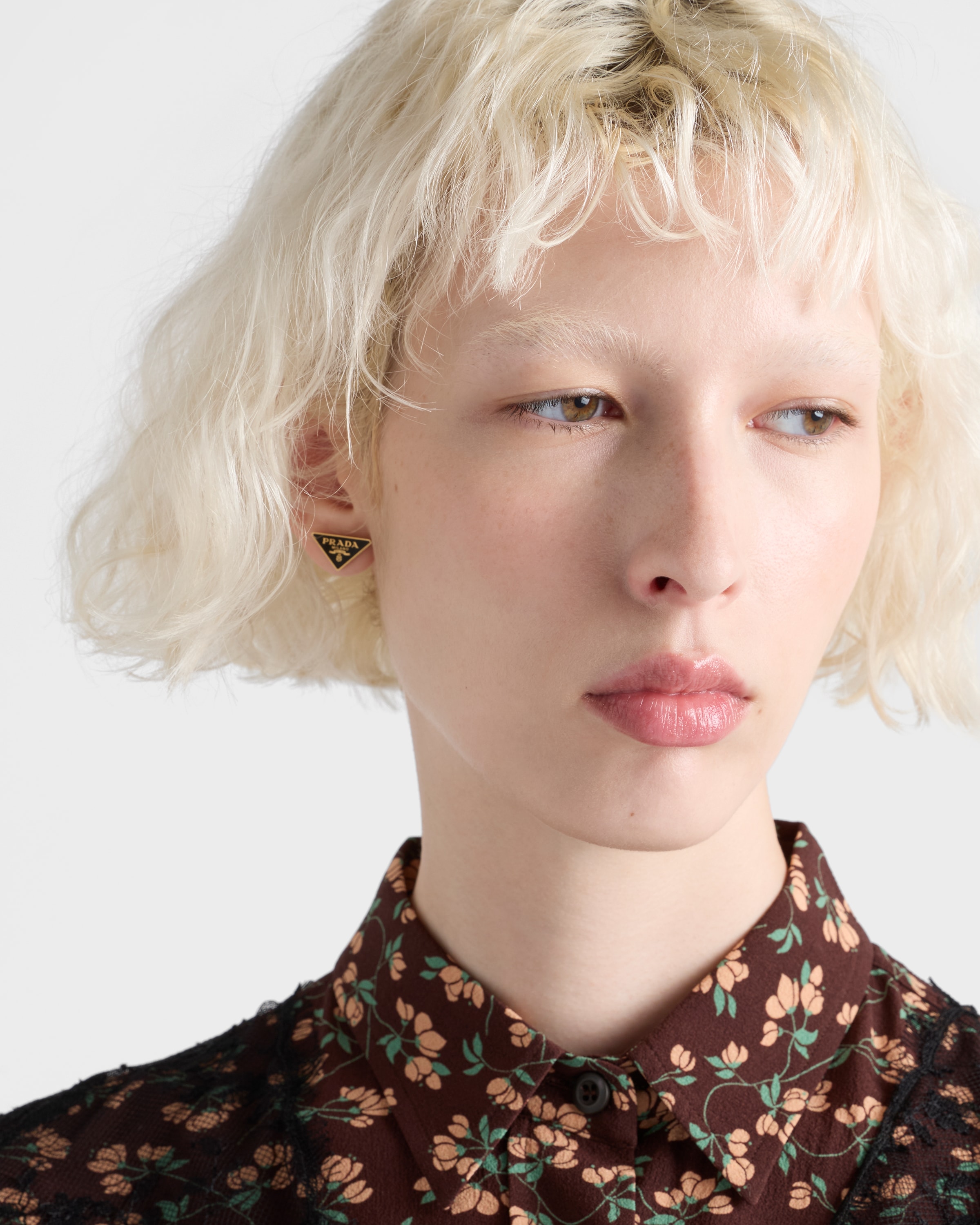 Prada Enameled Metal Earrings In Brown