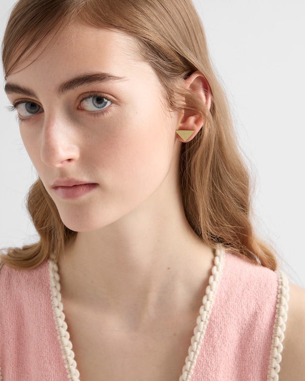 Enameled metal earrings - Gold/Daffodil Enameled metal earrings - Gold/Daffodil