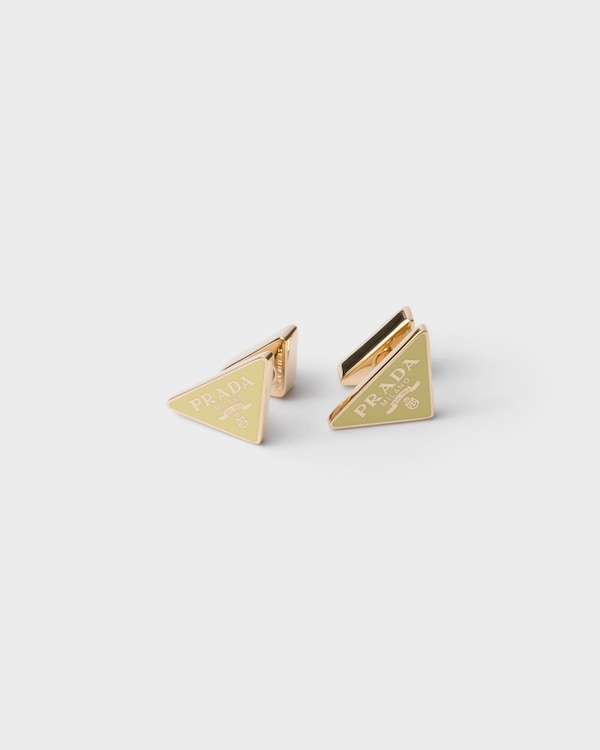 Enameled metal earrings - Gold/Daffodil Enameled metal earrings - Gold/Daffodil