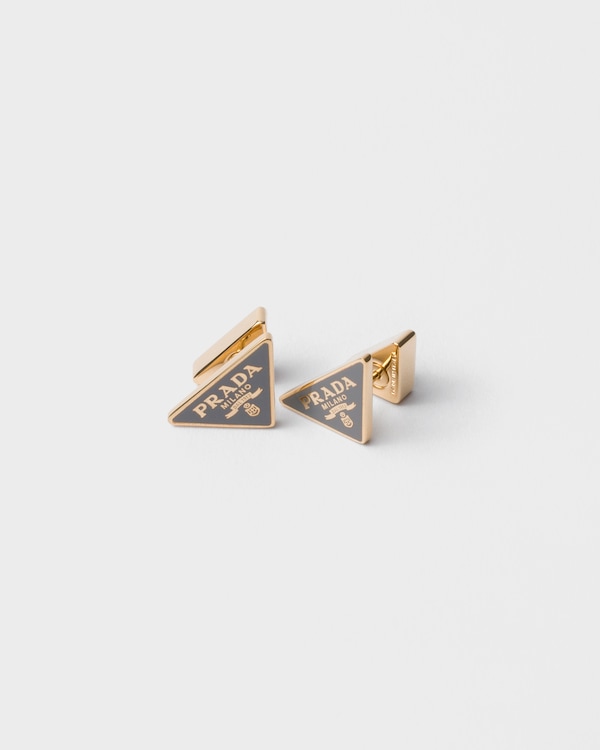 Enameled metal earrings - Gold/Aviation Blue Enameled metal earrings - Gold/Aviation Blue