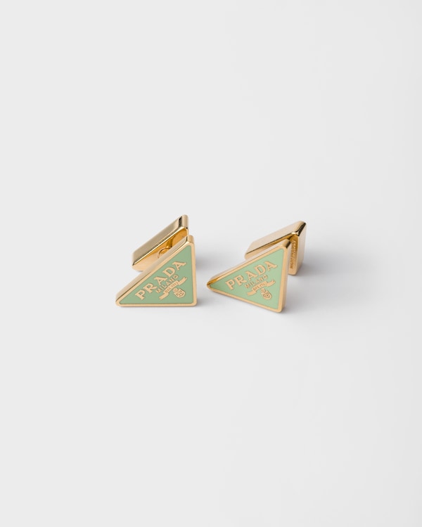 Enameled metal earrings - Gold/Aqua Enameled metal earrings - Gold/Aqua