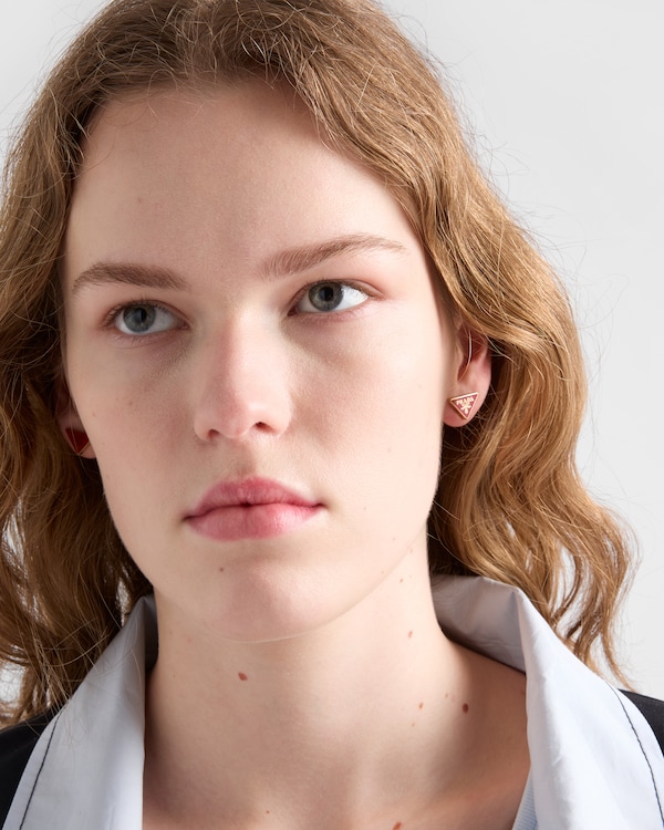 珐琅金属耳环 - 金色/红色 珐琅金属耳环 - 金色/红色