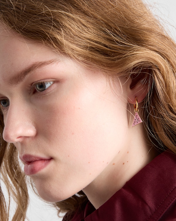 Enameled metal earrings - Gold/Petal Pink Enameled metal earrings - Gold/Petal Pink