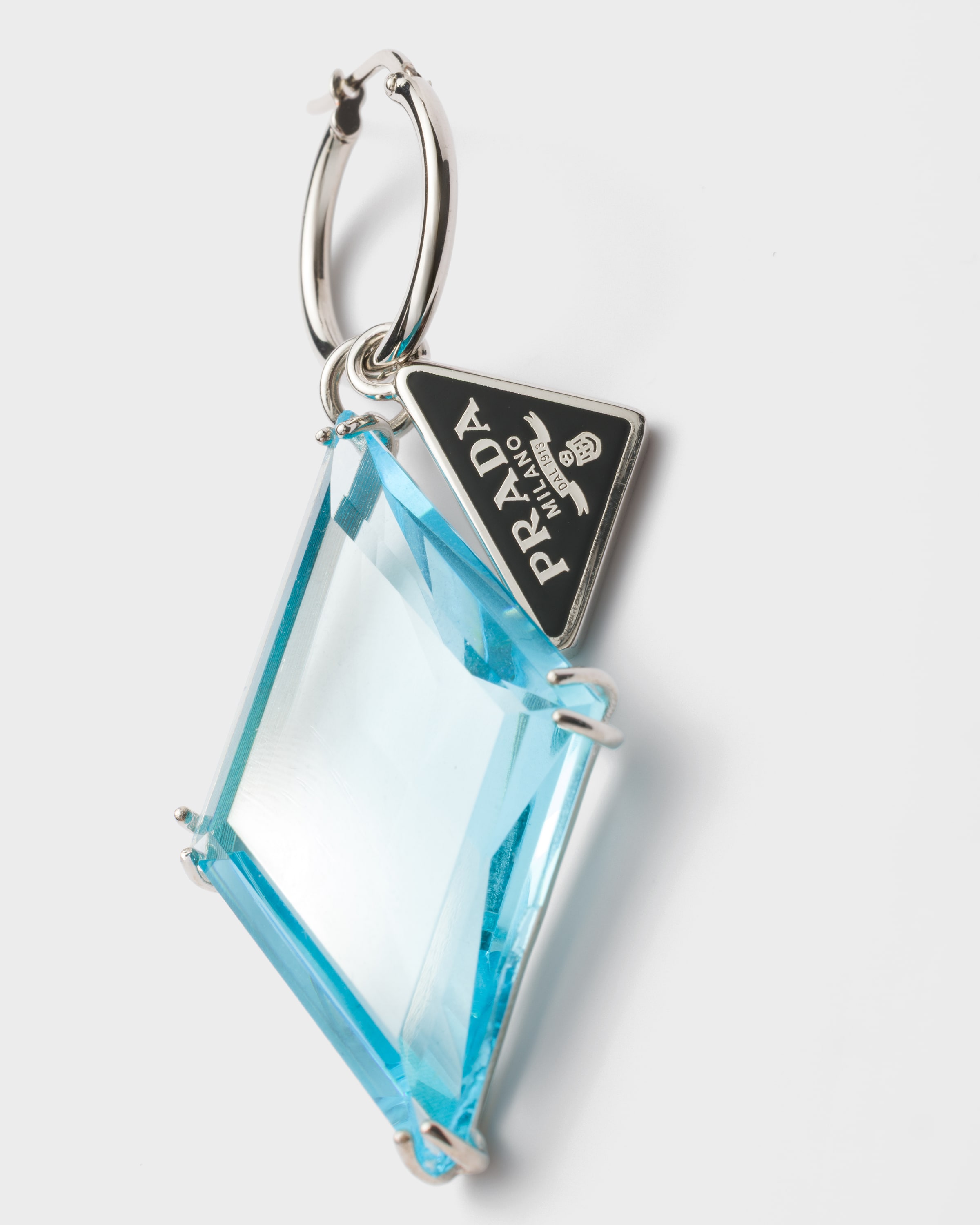 Prada Metal And Glass Earrings In Blue