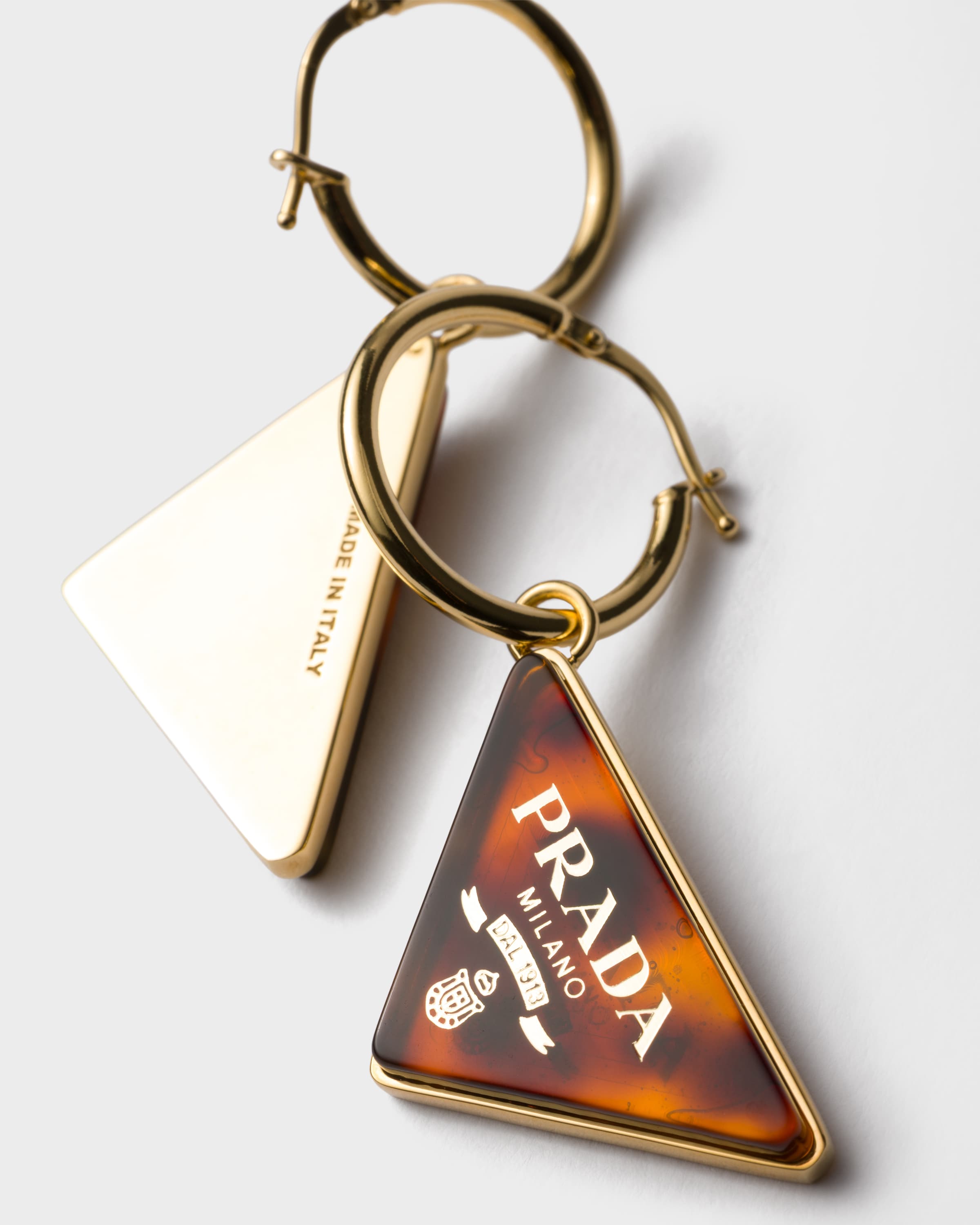 Honey/Tortoiseshell Plexiglass earrings | PRADA - United States
