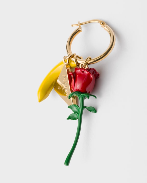 Enameled metal earrings - Gold/Multicolor Enameled metal earrings - Gold/Multicolor