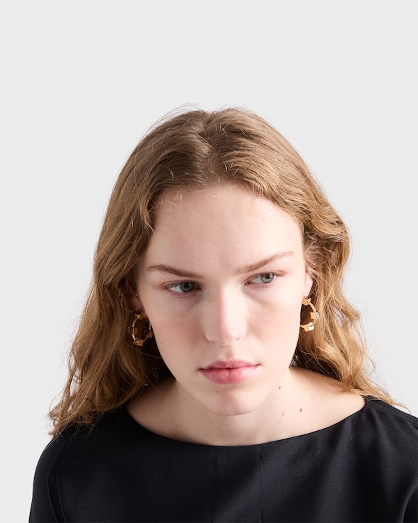 Metal earrings - Gold/Black Metal earrings - Gold/Black