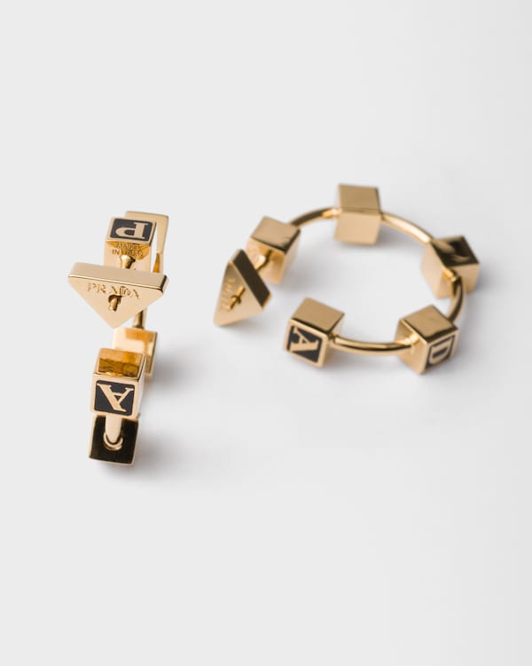 Metal earrings - Gold/Black Metal earrings - Gold/Black