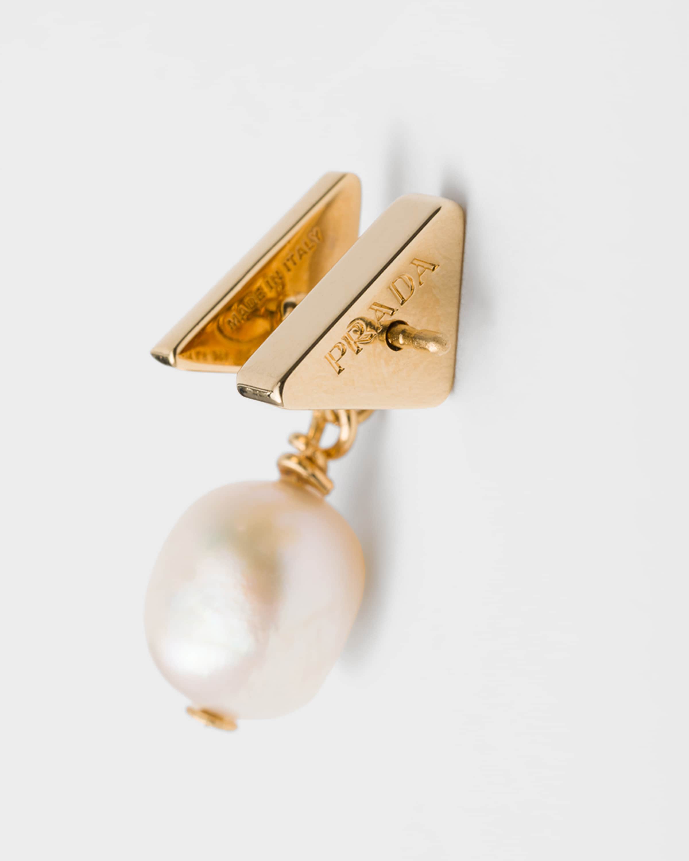 Gold/pearl Metal Earrings With Pearls | PRADA - United States