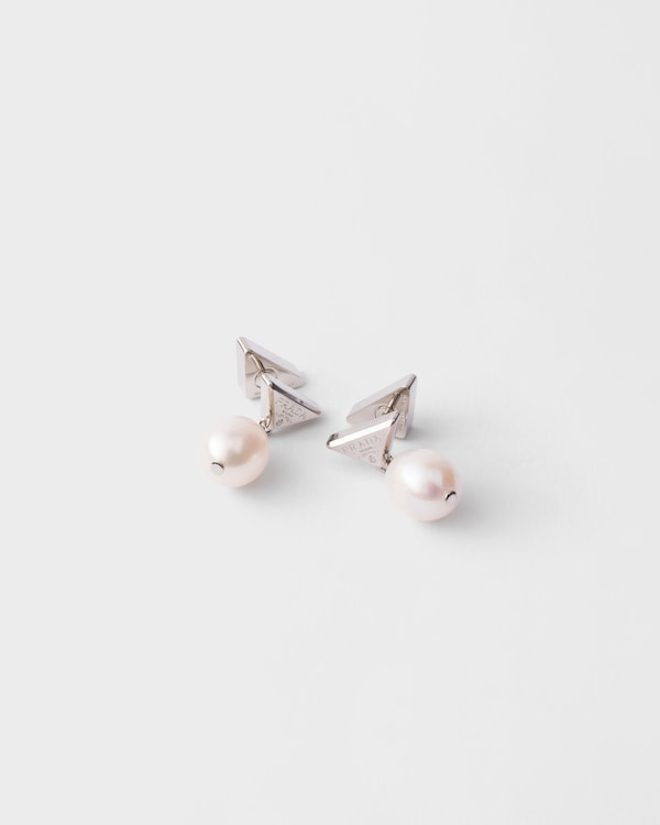 Boucles d’oreilles en métal avec perles - Acier/Perle Boucles d’oreilles en métal avec perles - Acier/Perle