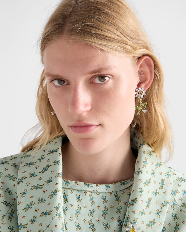 Metal earrings with crystals - Steel/Crystal Metal earrings with crystals - Steel/Crystal