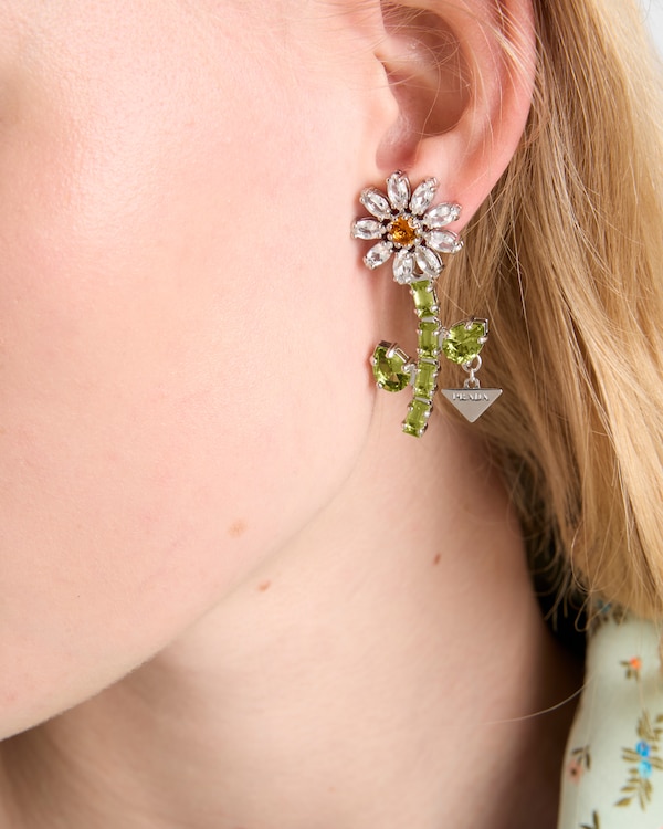 Metal earrings with crystals - Steel/Crystal Metal earrings with crystals - Steel/Crystal