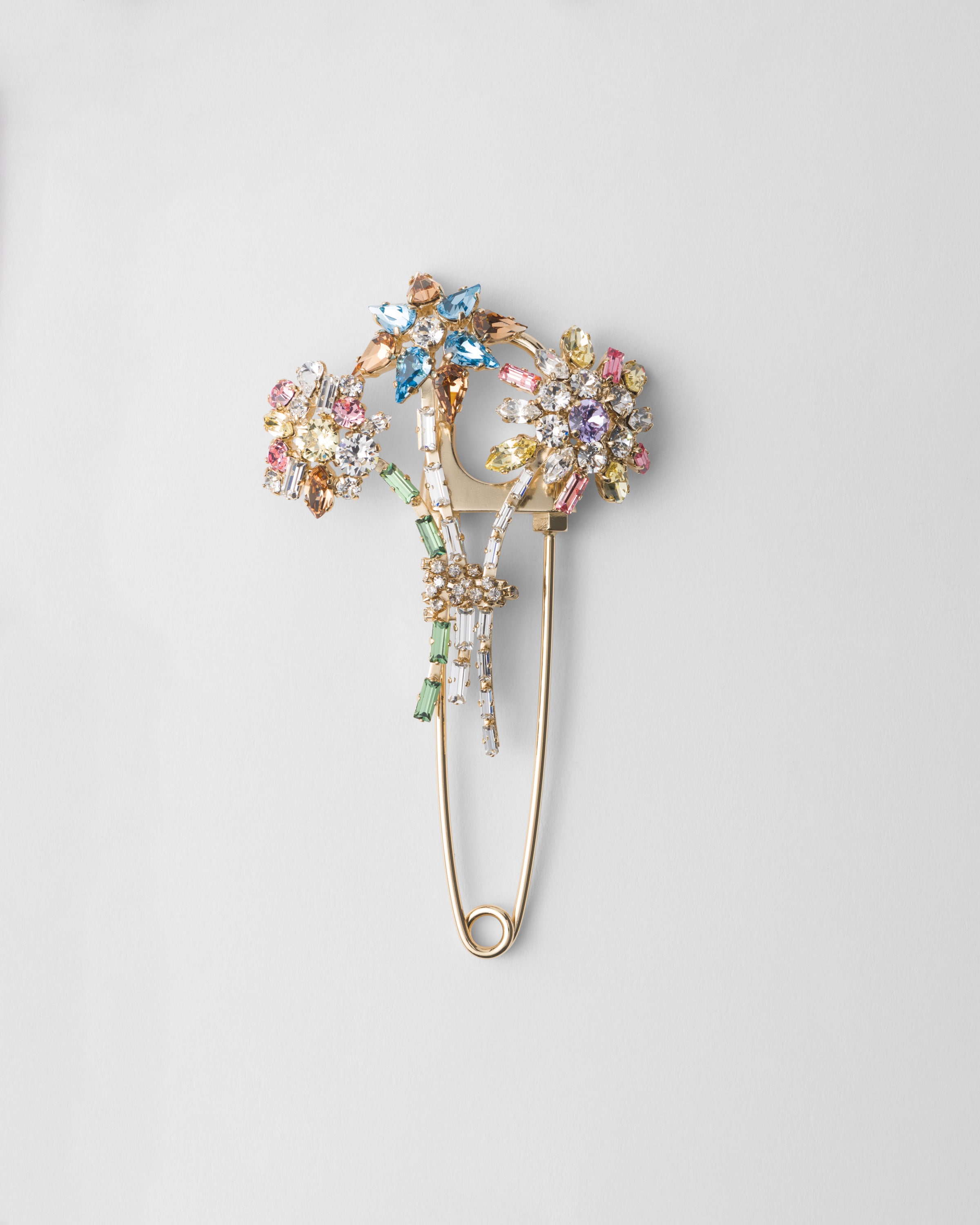 Multicolored Metal Brooch With Crystals | PRADA