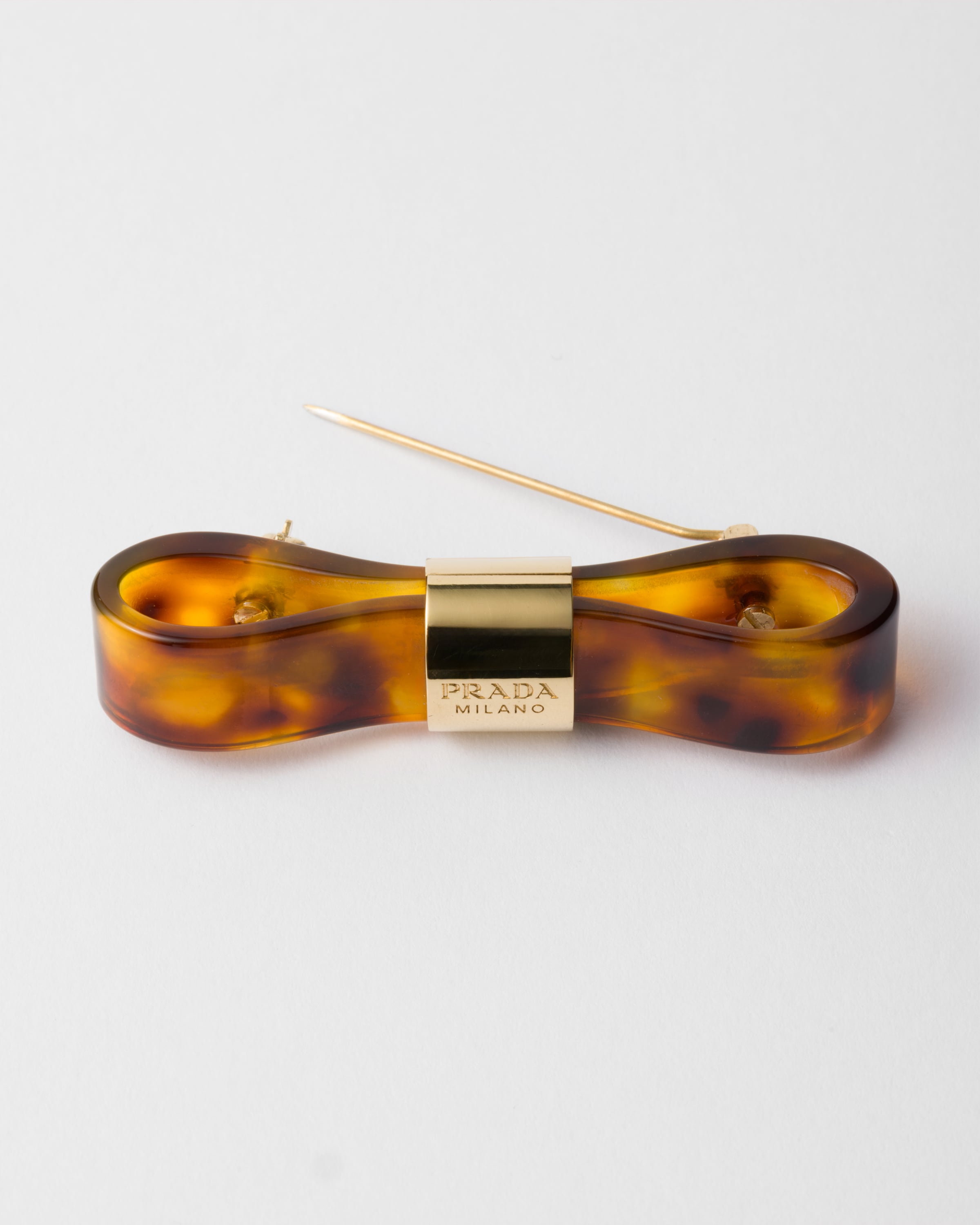 Prada Metal Brooch In Honey/tortoiseshell