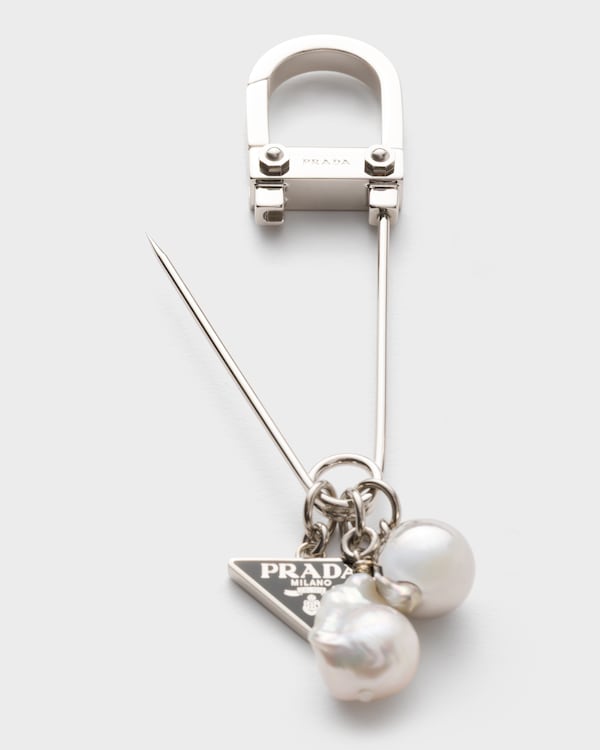 Metal and pearl brooch - Steel/Pearl Metal and pearl brooch - Steel/Pearl