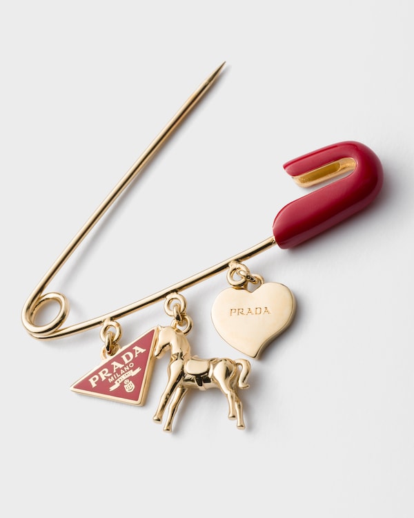 涂珐琅金属胸针 - 消防车红/金色 涂珐琅金属胸针 - 消防车红/金色