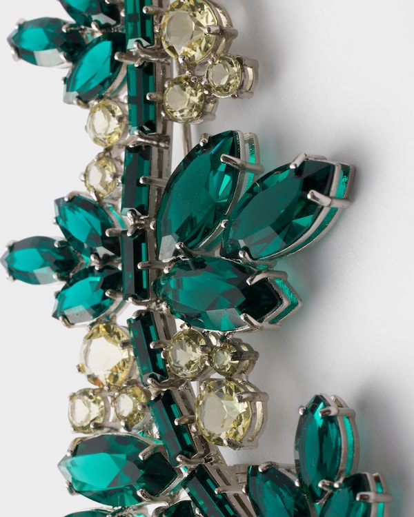 Metal brooch with crystals - Steel/Juniper Metal brooch with crystals - Steel/Juniper