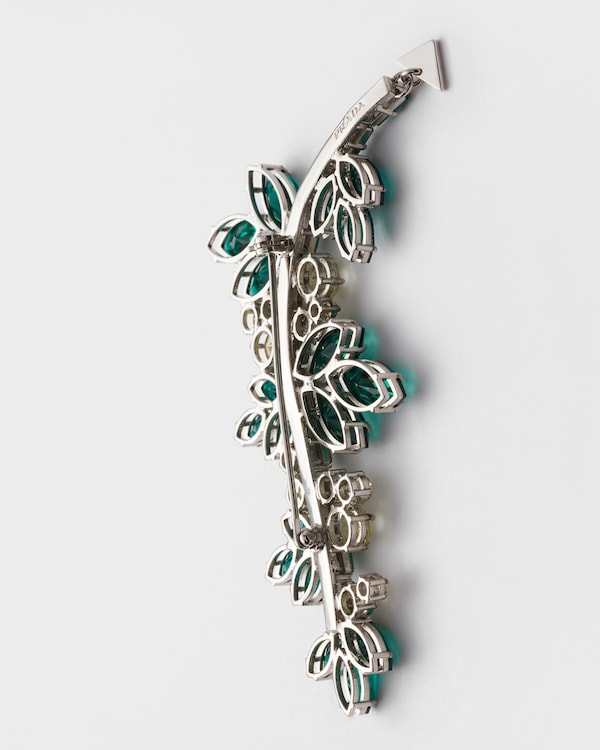 Metal brooch with crystals - Steel/Juniper Metal brooch with crystals - Steel/Juniper
